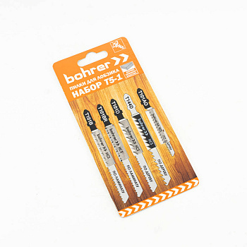 Набор пилок Bohrer Т5-1 для лобзика (дерево/ламинат/пластик) (T101B/T101AO/T101BR/T101D/T144D) (5 пилок)