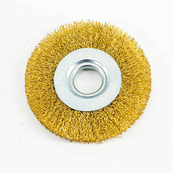 Кордщетка Bohrer дисковая "Колесо" латунированная мягкая 100 мм (толщ. проволоки 0,3 мм) для дрели (в блистере) (120/10/1)