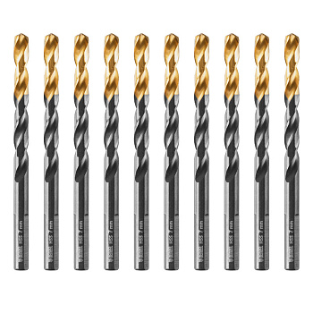 Сверло по металлу, 7 мм, HSS-Tin, Golden Tip, 10 шт. Denzel
